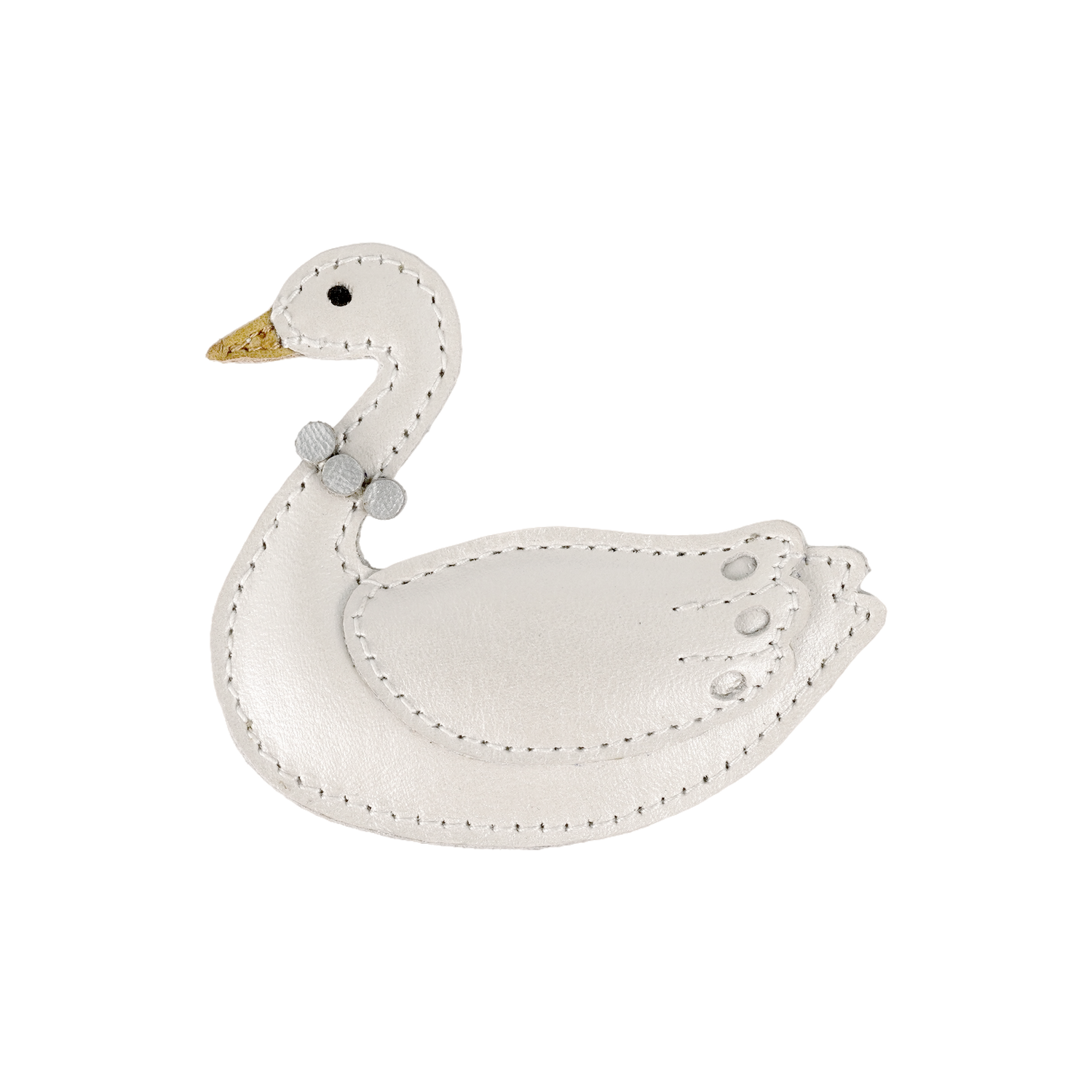 Shimmer Swan Clip | Off White Metallic Leather