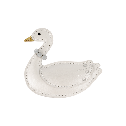 Shimmer Swan Clip | Off White Metallic Leather