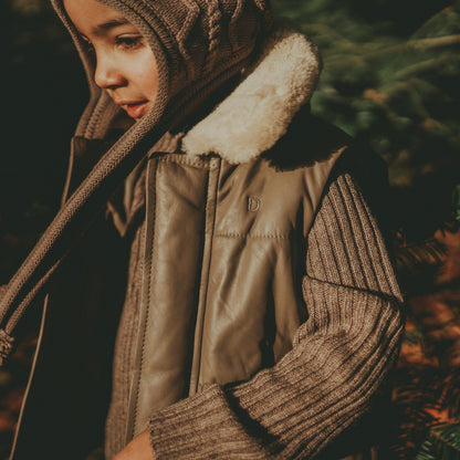 Bees Leather Bodywarmer | Dark Taupe Leather