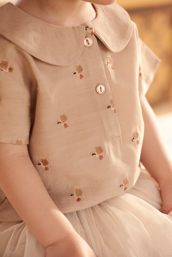 Nesa Blouse | Hummingbirds | Soft Taupe