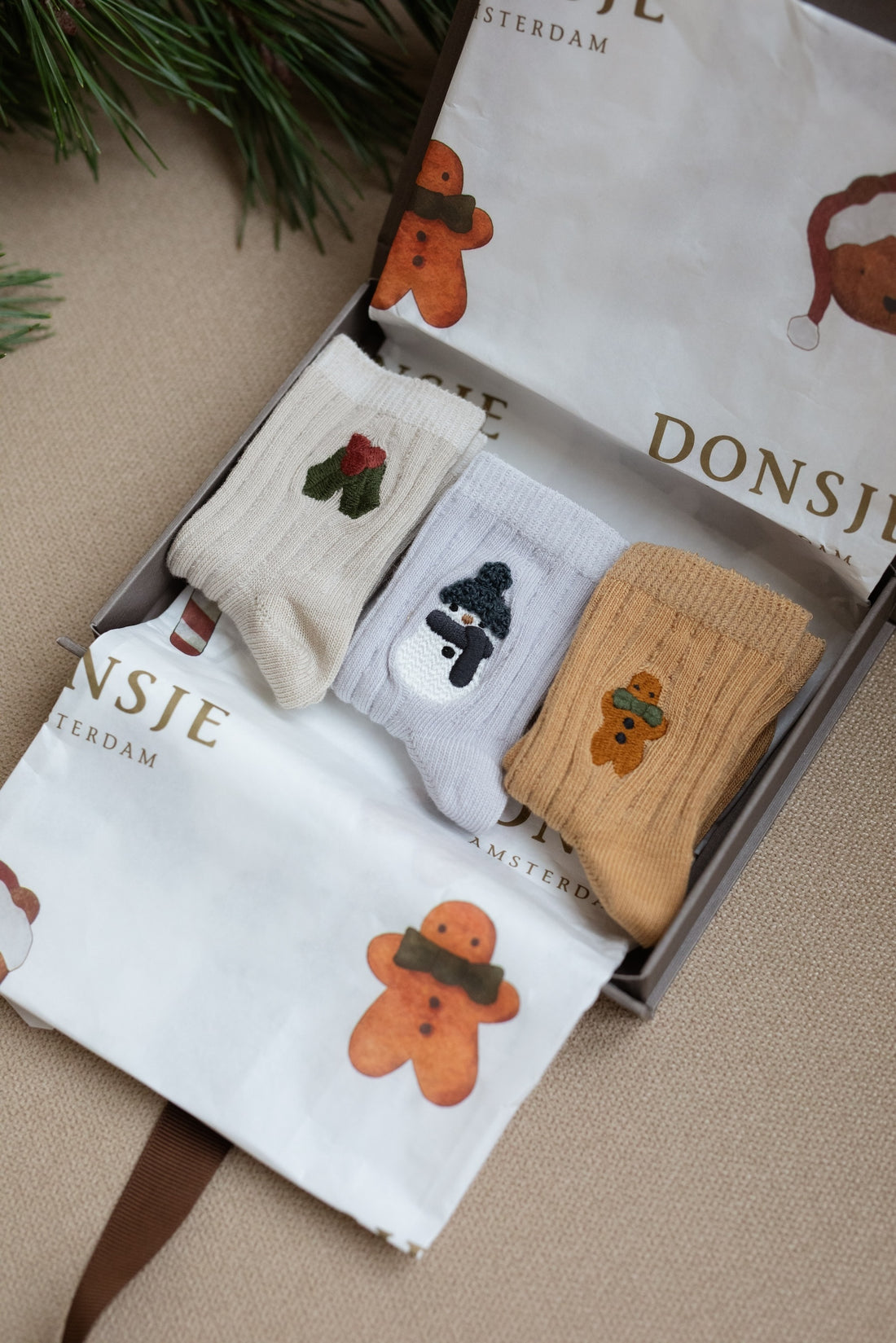 Gift Box Socks Set Christmas | Snowman, Holly &amp; Gingerbread