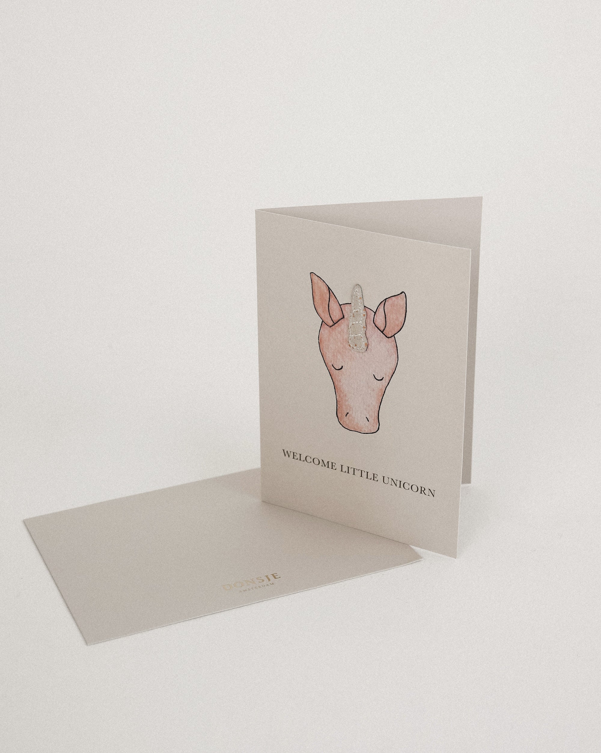 Kio Postcard | Unicorn | Cream Metallic Suede