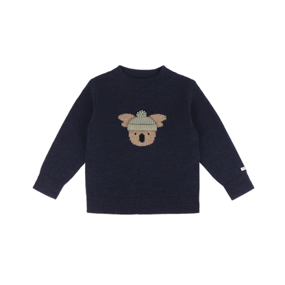 Denn Merino Wool Sweater | Koala | Blue Marine Melange