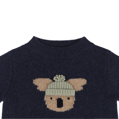 Denn Merino Wool Sweater | Koala | Blue Marine Melange