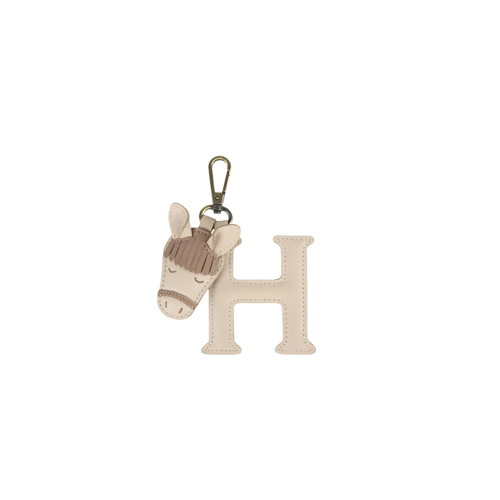 Alphabet Keychain Large | H | Ivory Classic Leather