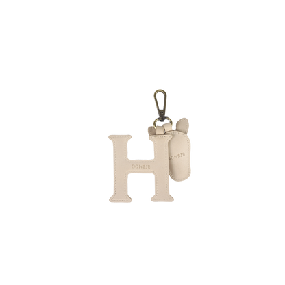 Alphabet Keychain Large | H | Ivory Classic Leather