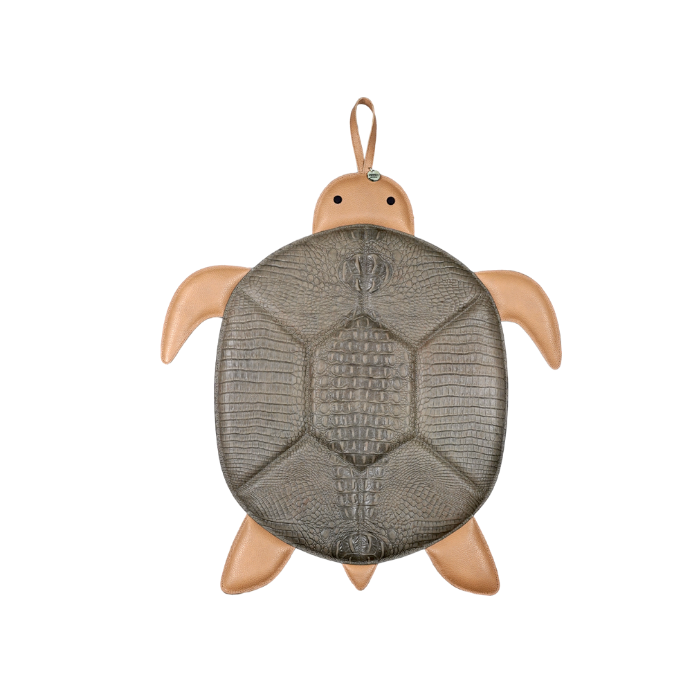 Gomi Ornament Medium | Turtle | Stone Croco Stamped Leather