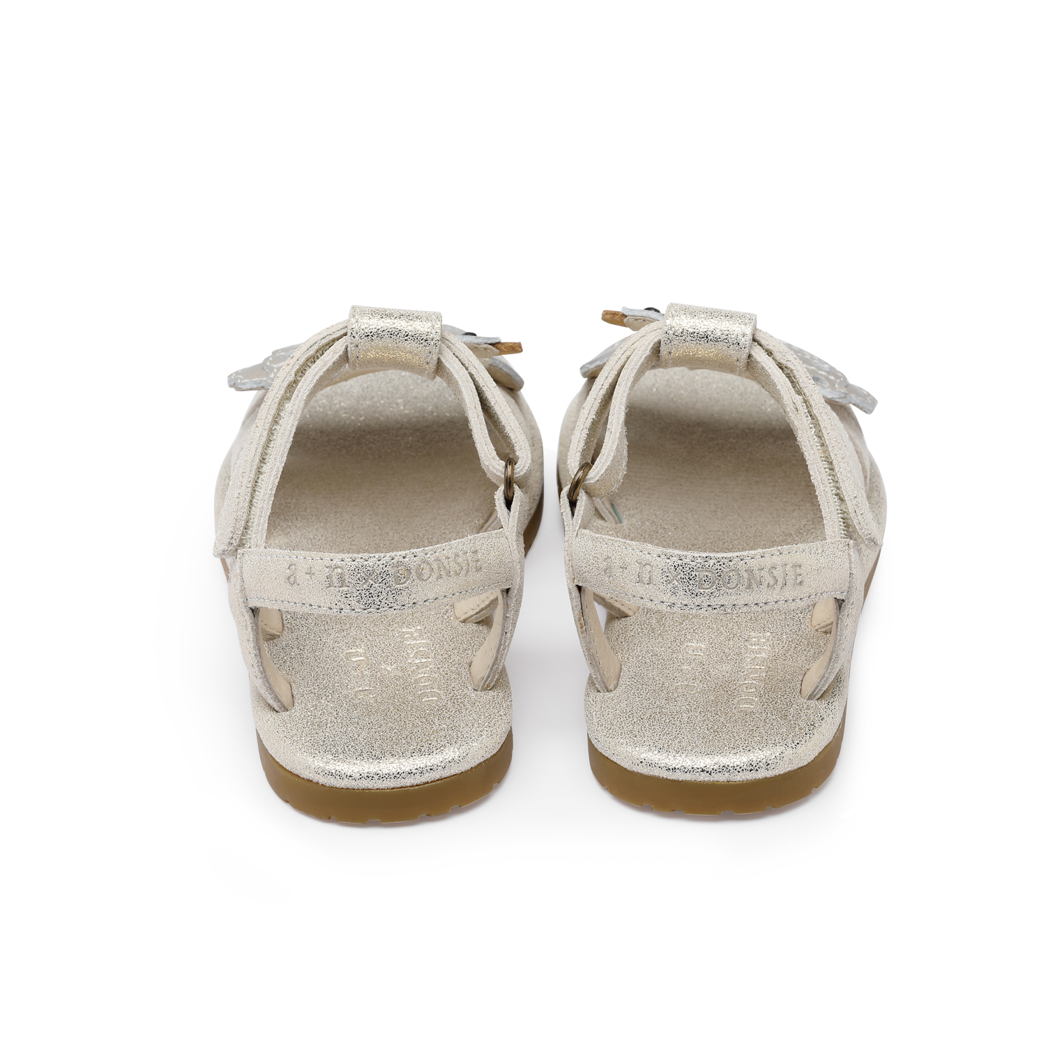 Shimmer Swan Sandals | Silver Metallic Leather