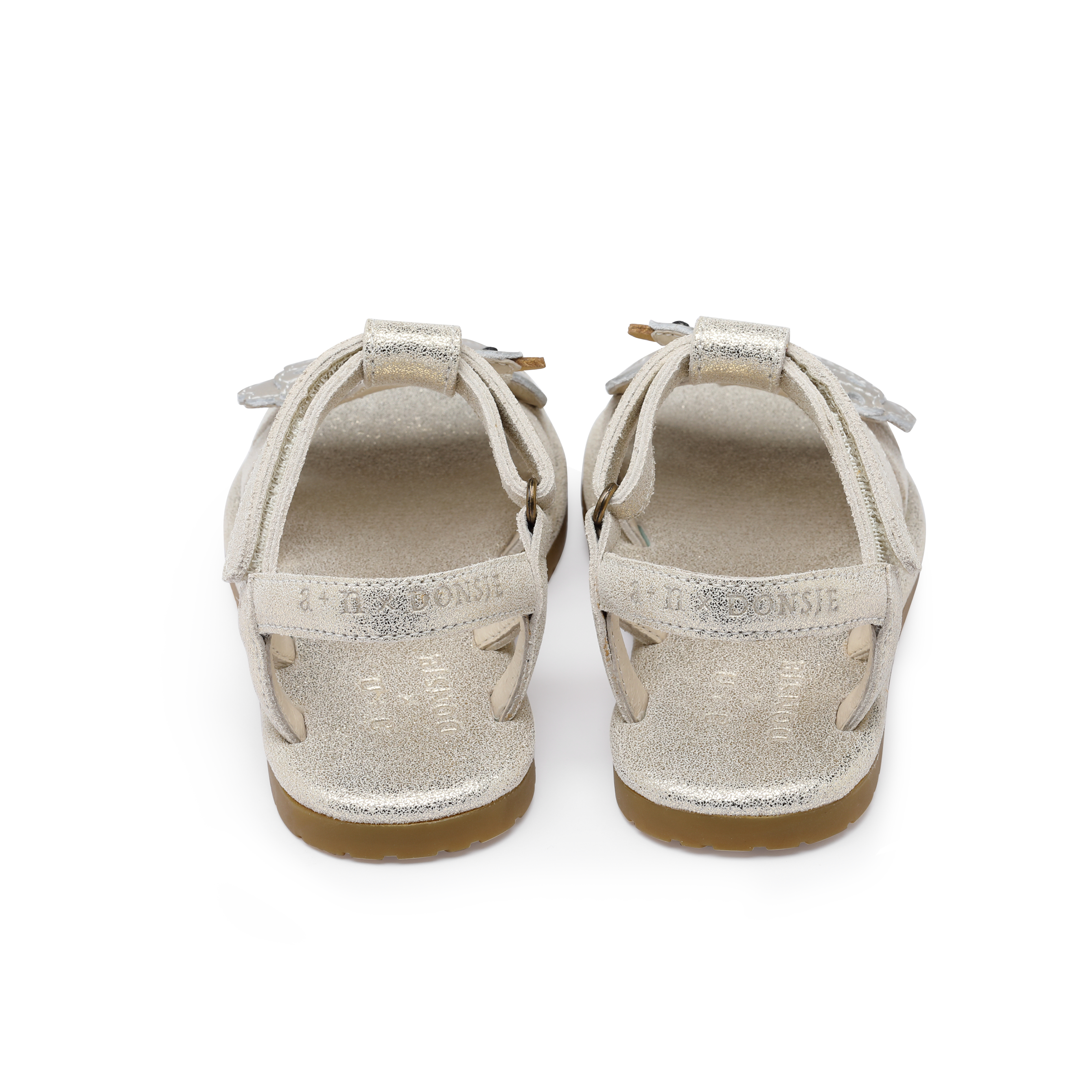 Shimmer Swan Sandals | Silver Metallic Leather