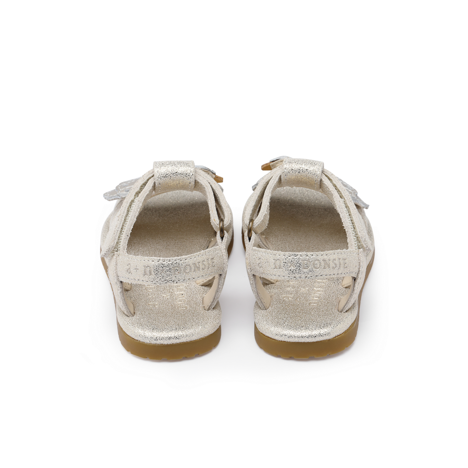 Tiny Swan Sandals | Silver Metallic Leather