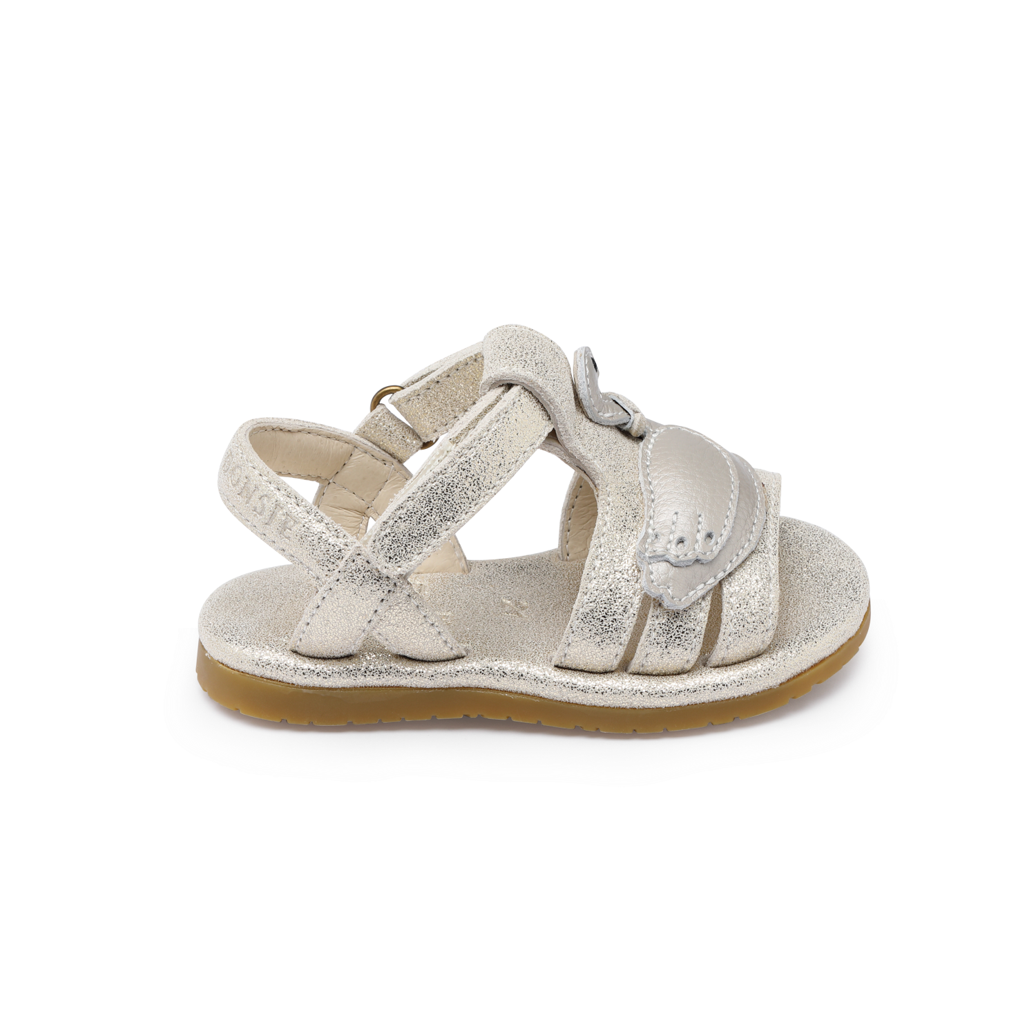Tiny Swan Sandals | Silver Metallic Leather