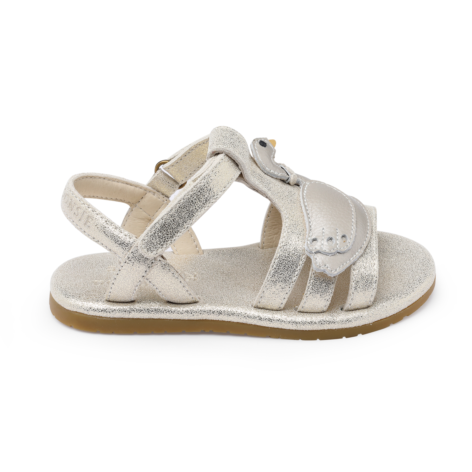 Shimmer Swan Sandals | Silver Metallic Leather