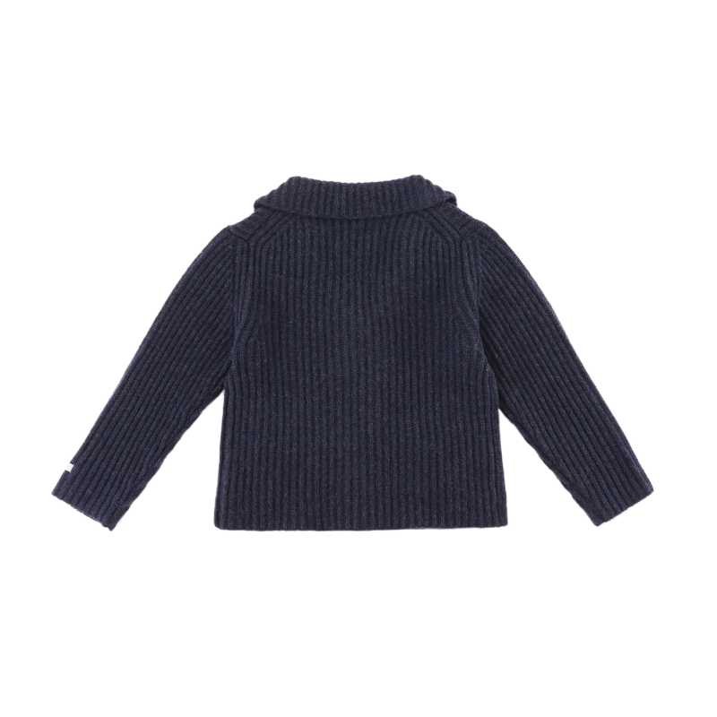 Sieb Merino Wool Cardigan | Blue Marine Melange