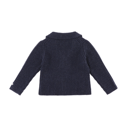 Sieb Merino Wool Cardigan | Blue Marine Melange