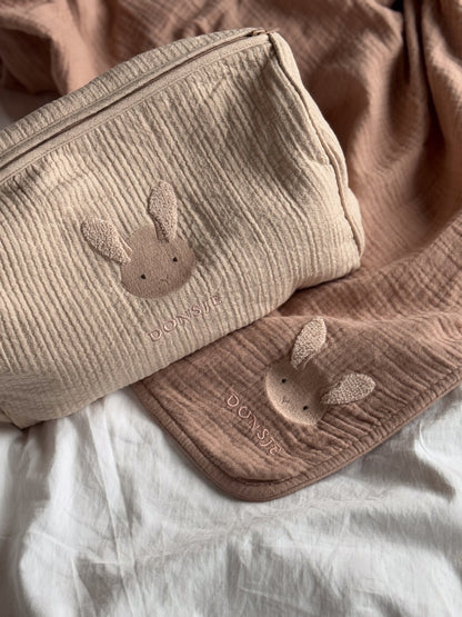 Ploekie Muslin Blanket XL | Fluffy Bunny | Rose Mocha