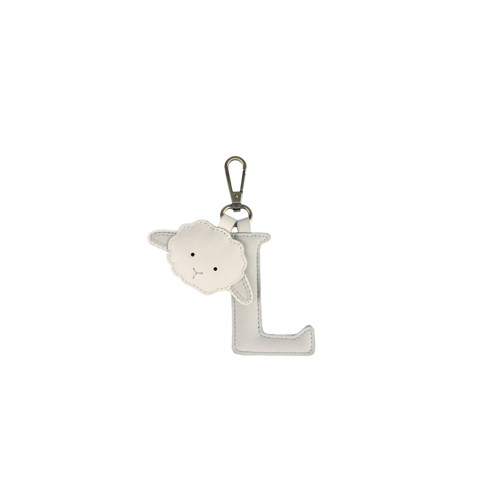 Alphabet Keychain Large | L | Light Grey Nubuck