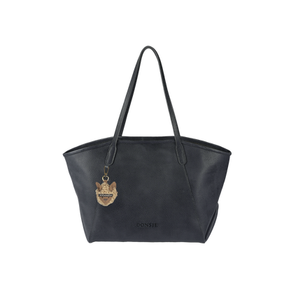 Adair Tote Bag | Alpaca | Petrol Grain Leather