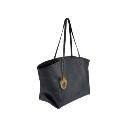 Adair Tote Bag | Alpaca | Petrol Grain Leather