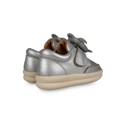 Nellu Sneakers | Shimmer Turtle | Silver Grey Metallic Leather