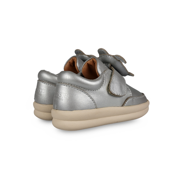 Nellu Sneakers | Shimmer Turtle | Silver Grey Metallic Leather