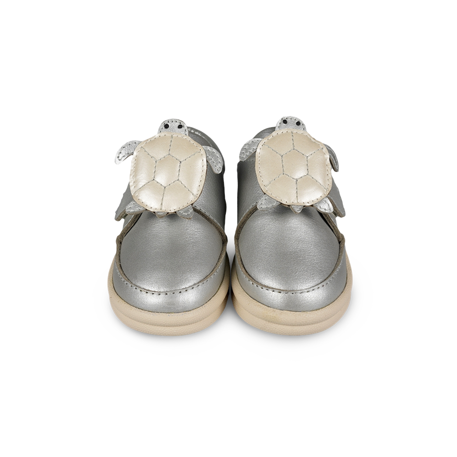 Nellu Sneakers | Shimmer Turtle | Silver Grey Metallic Leather