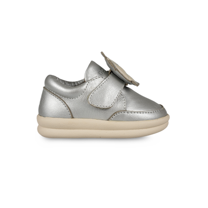 Nellu Sneakers | Shimmer Turtle | Silver Grey Metallic Leather