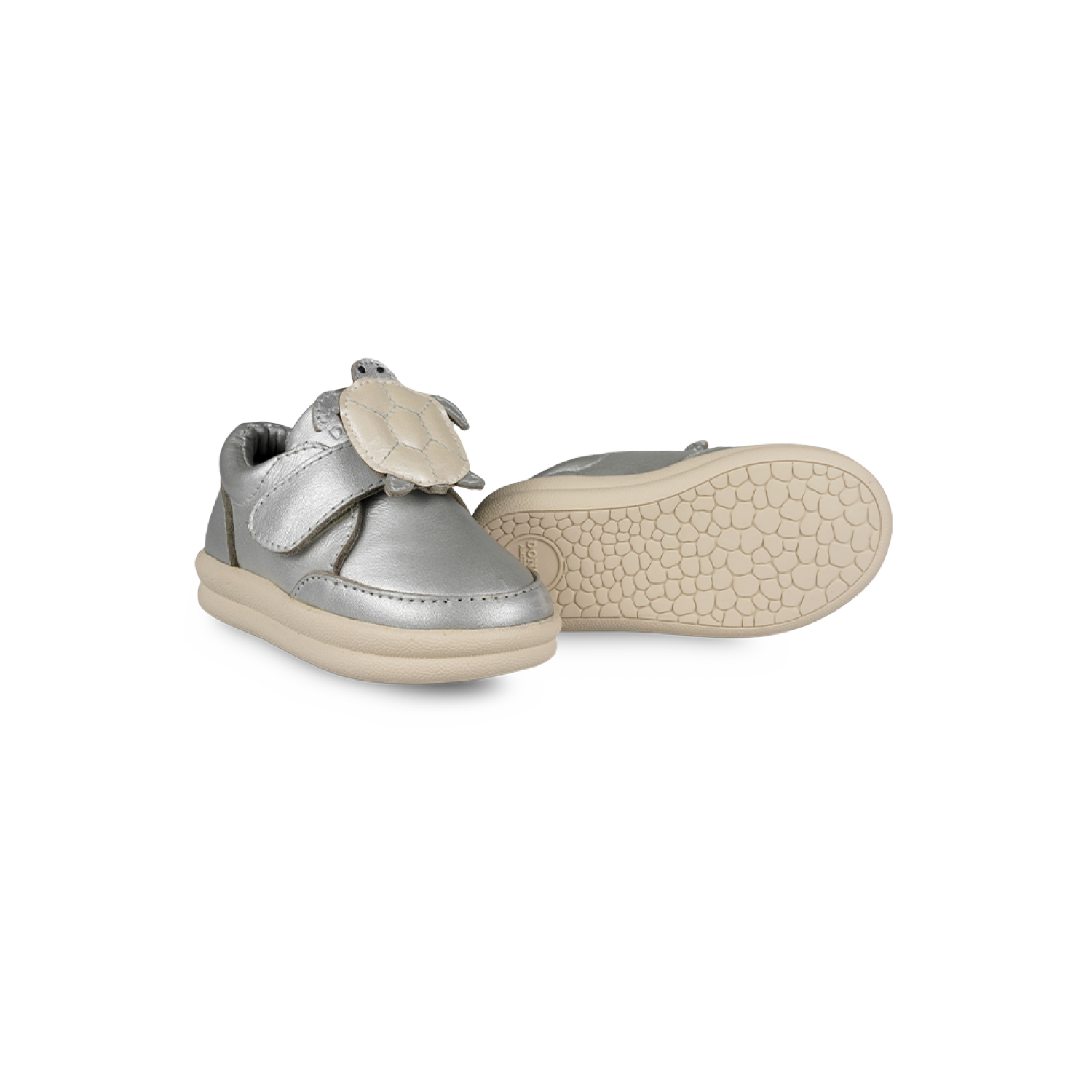 Nellu Sneakers | Shimmer Turtle | Silver Grey Metallic Leather