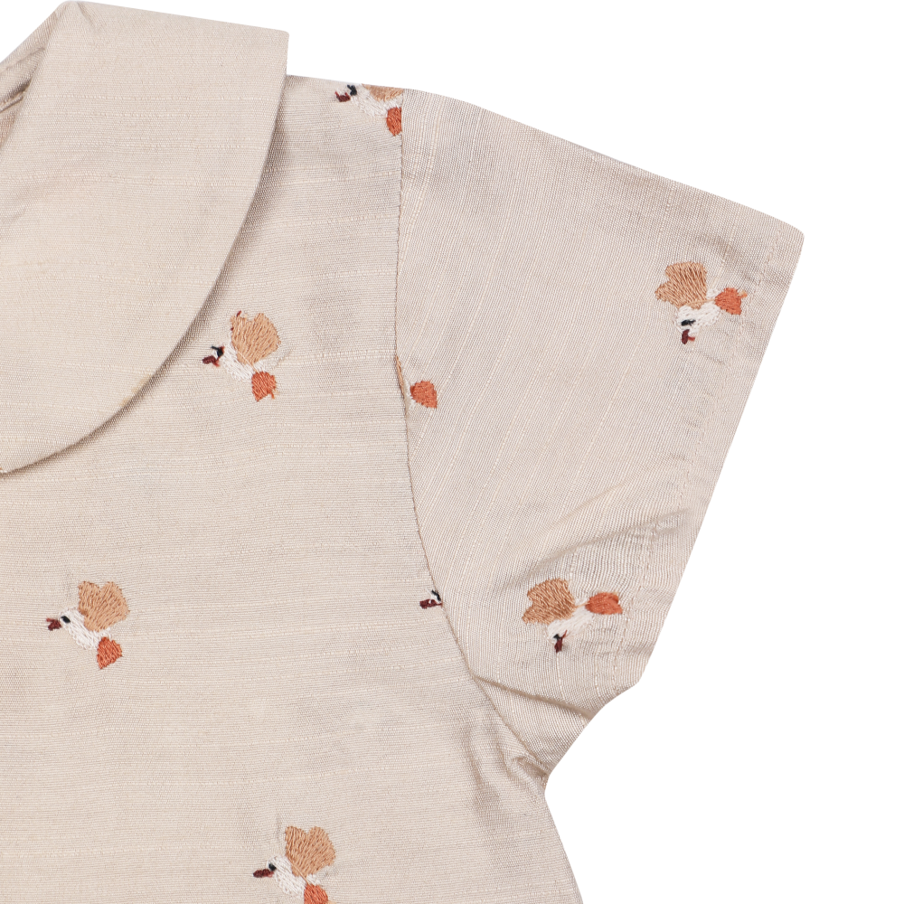 Nesa Blouse | Hummingbirds | Soft Taupe