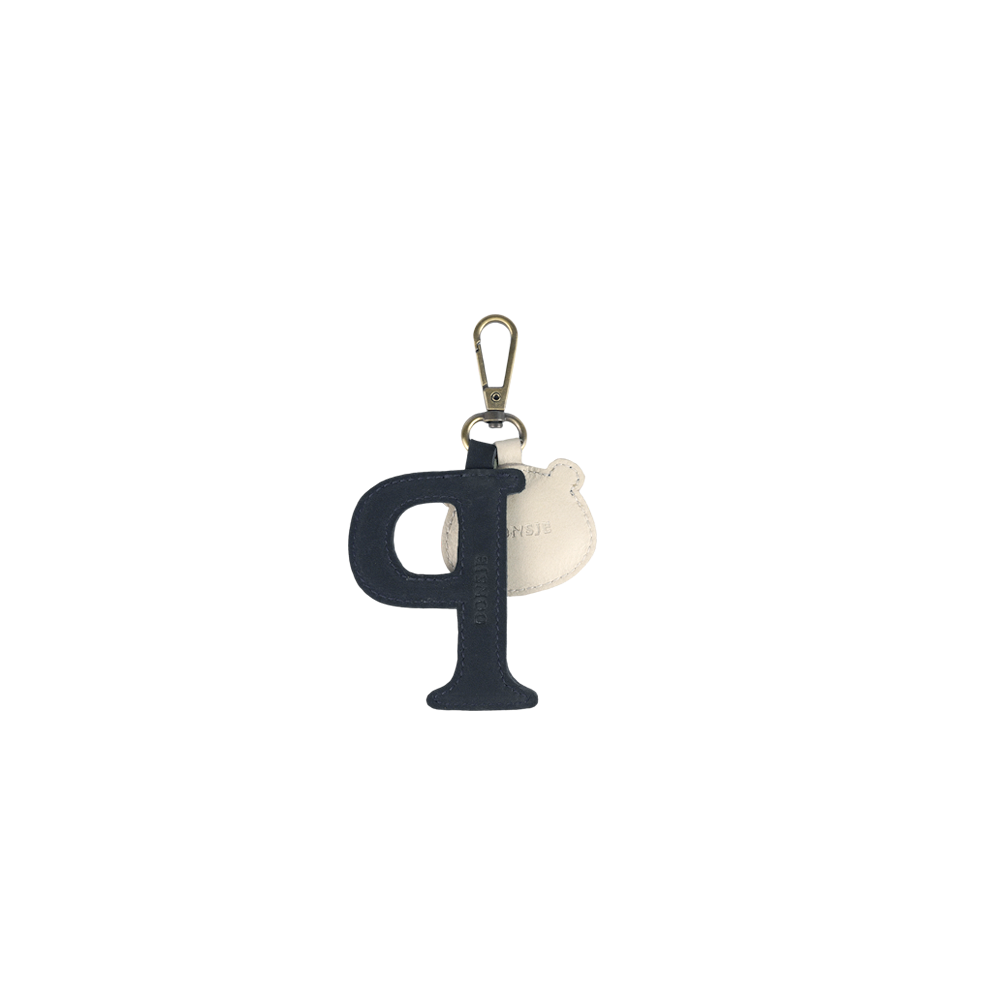 Alphabet Keychain Large | P | Navy Nubuck