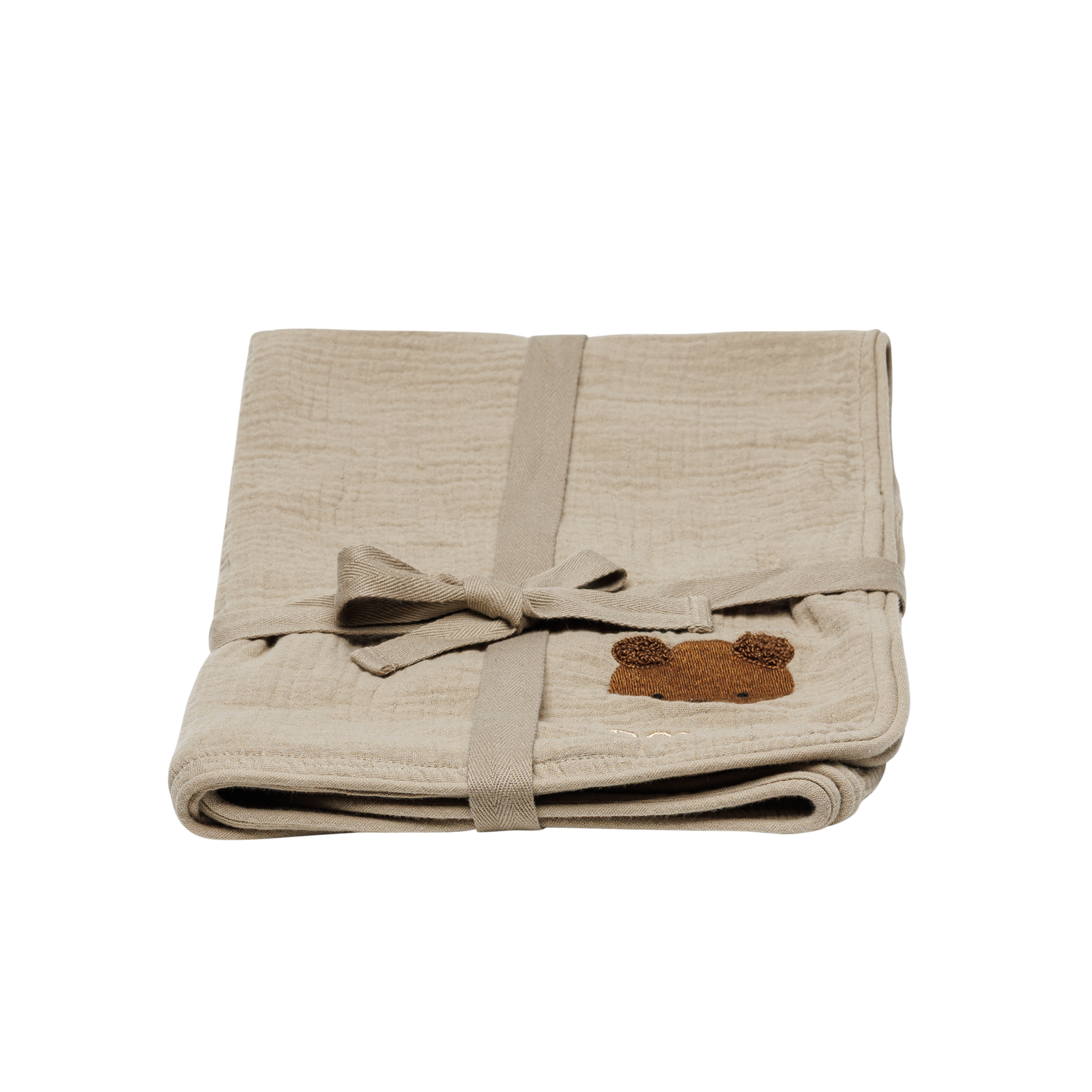 Ploekie Muslin Blanket S | Bear | Taupe