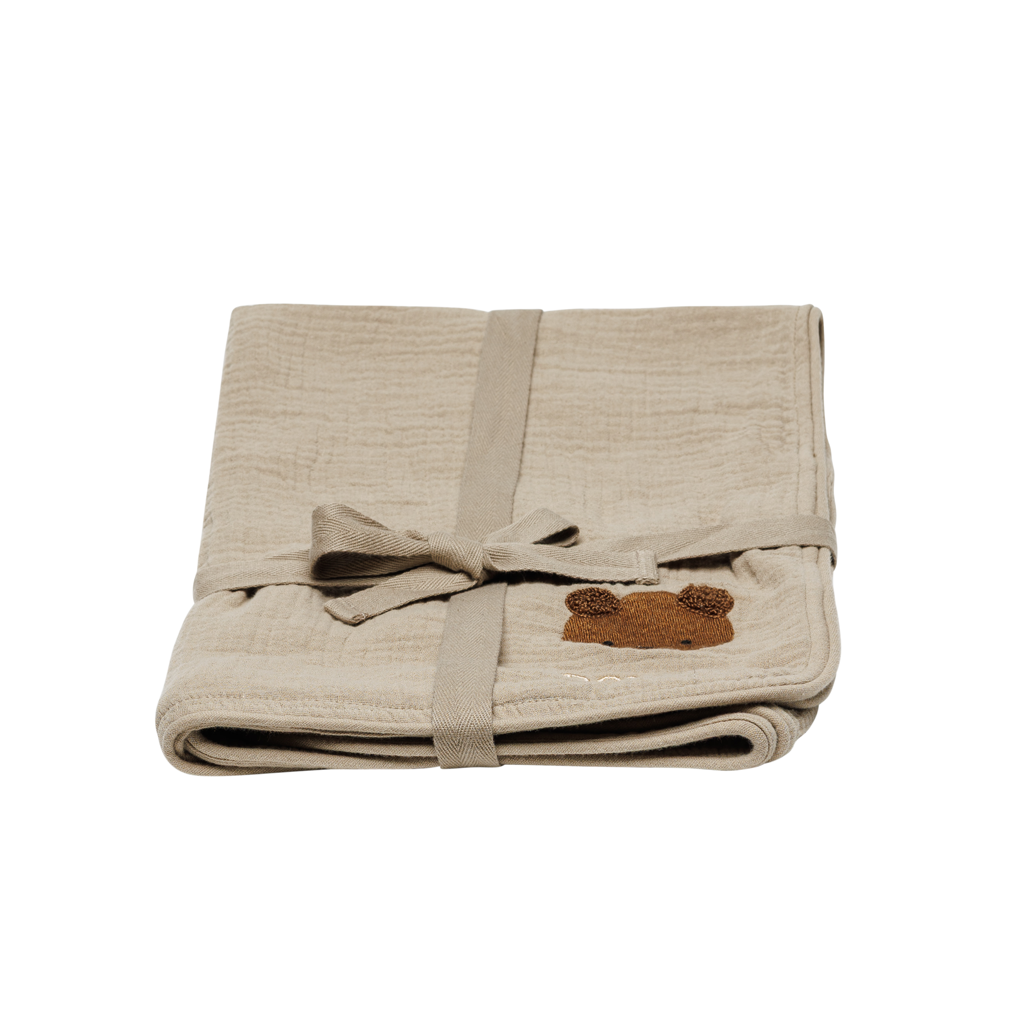 Ploekie Muslin Blanket S | Bear | Taupe