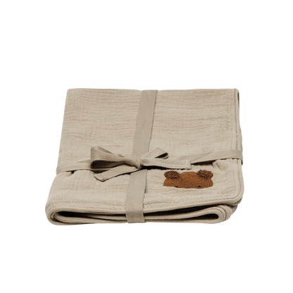 Ploekie Muslin Blanket S | Bear | Taupe