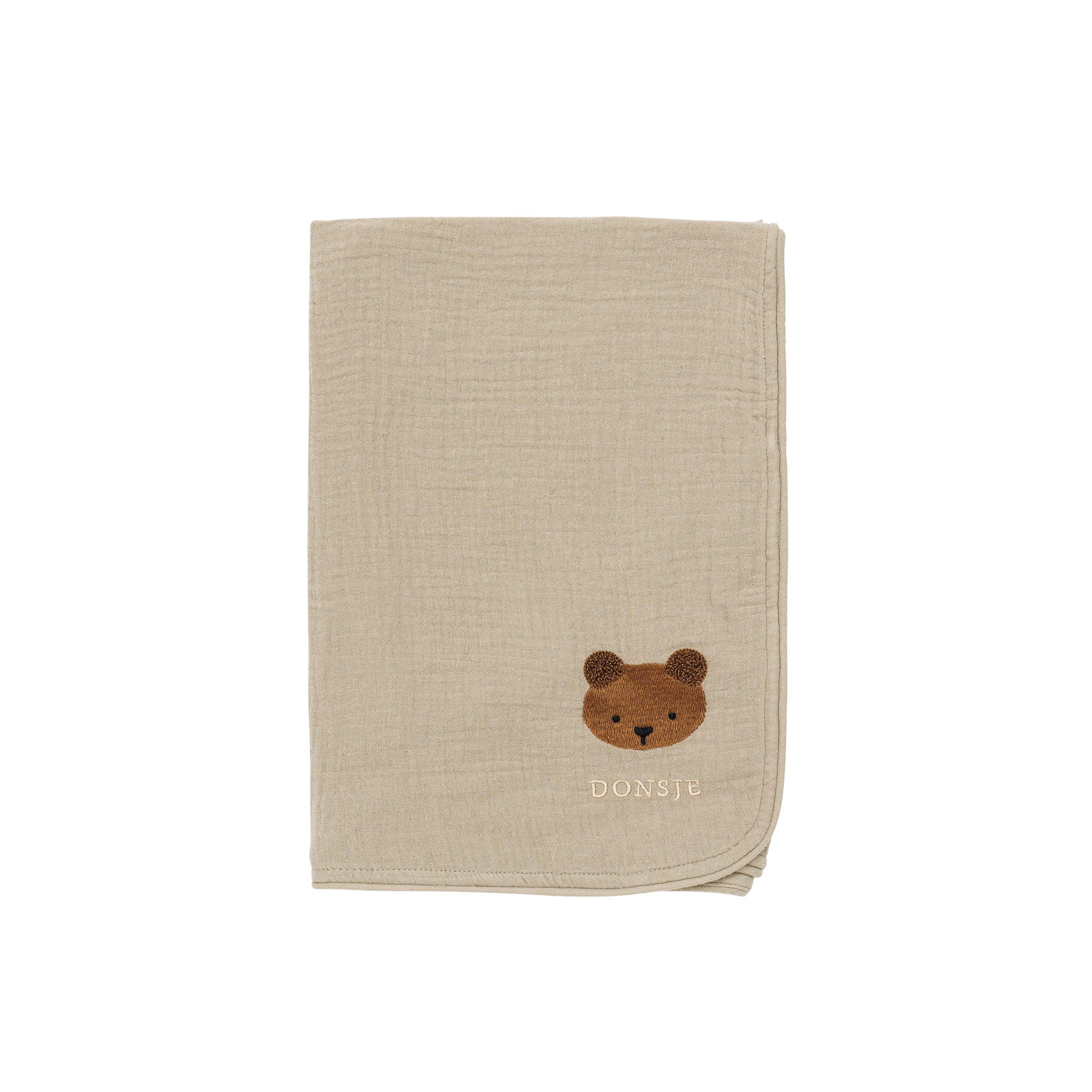 Ploekie Muslin Blanket S | Bear | Taupe