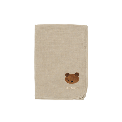 Ploekie Muslin Blanket S | Bear | Taupe