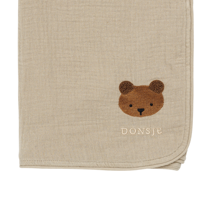 Ploekie Muslin Blanket S | Bear | Taupe
