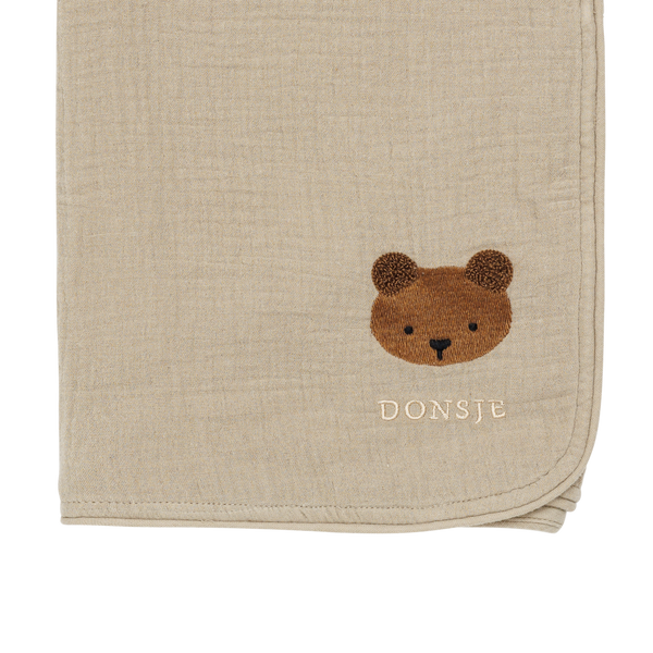 Ploekie Muslin Blanket S | Bear | Taupe