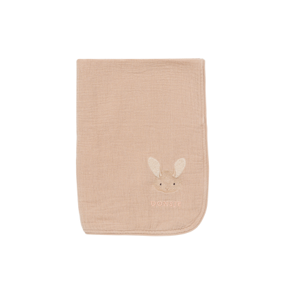 Ploekie Muslin Blanket S | Fluffy Bunny | Rose Mocha