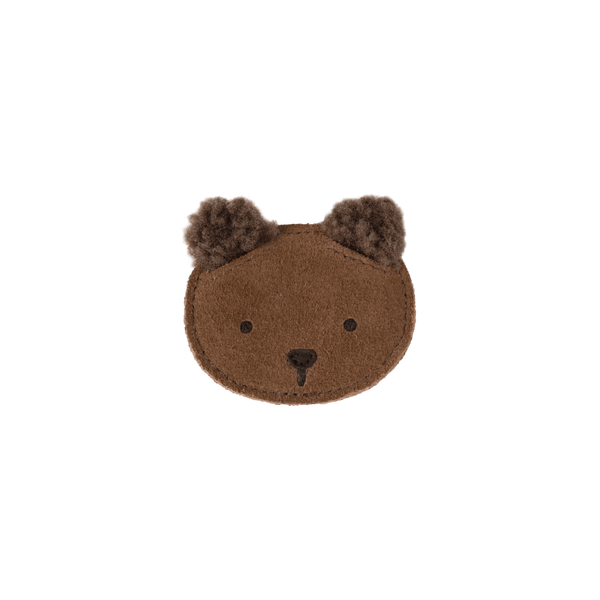 Pouty Clip | Fluffy Bear | Teddy Brown Suede