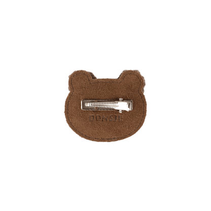 Pouty Clip | Fluffy Bear | Teddy Brown Suede