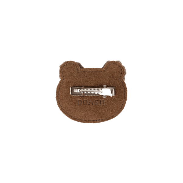 Pouty Clip | Fluffy Bear | Teddy Brown Suede