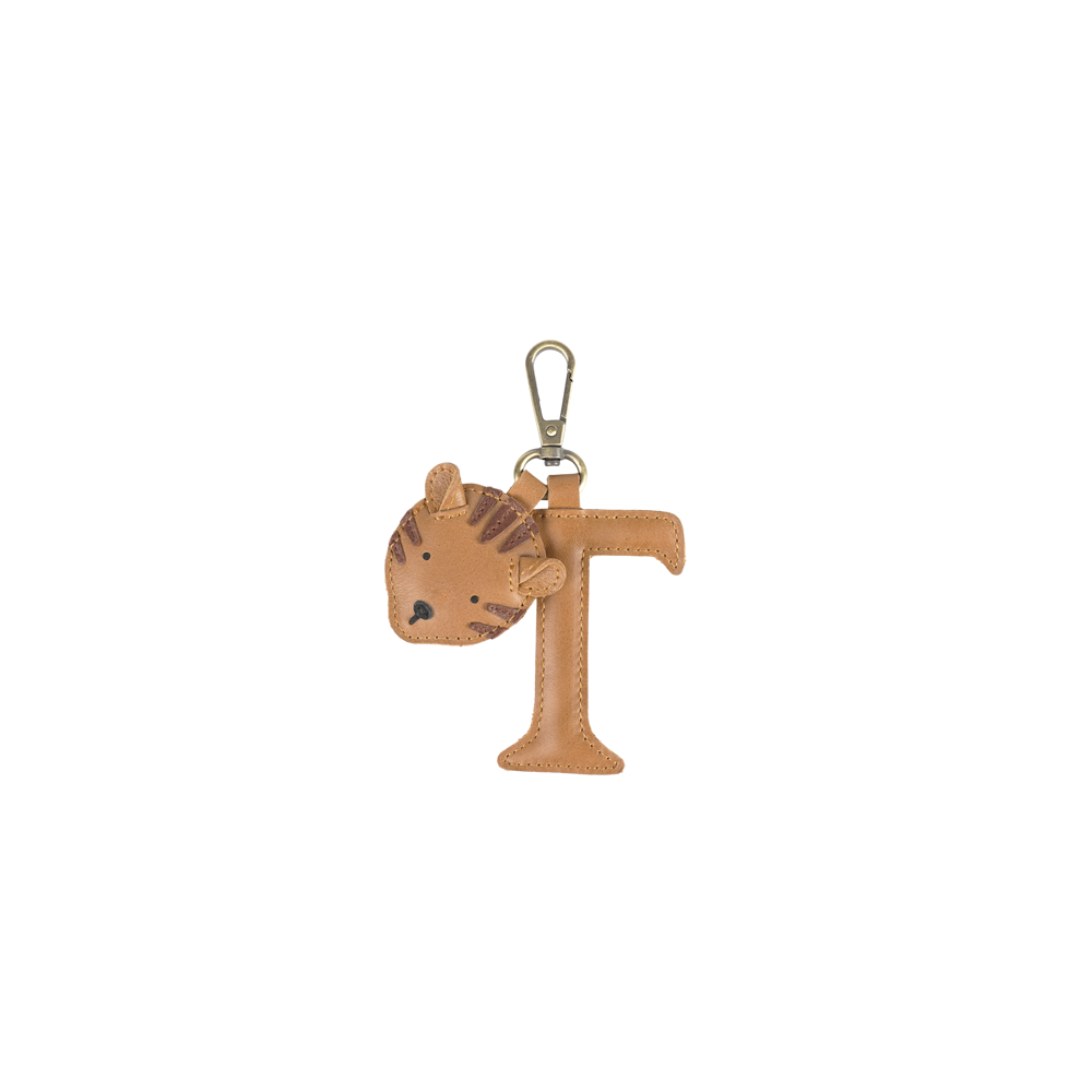 Alphabet Keychain Large | T | Camel Classic Leather