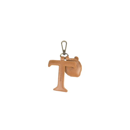 Alphabet Keychain Large | T | Camel Classic Leather