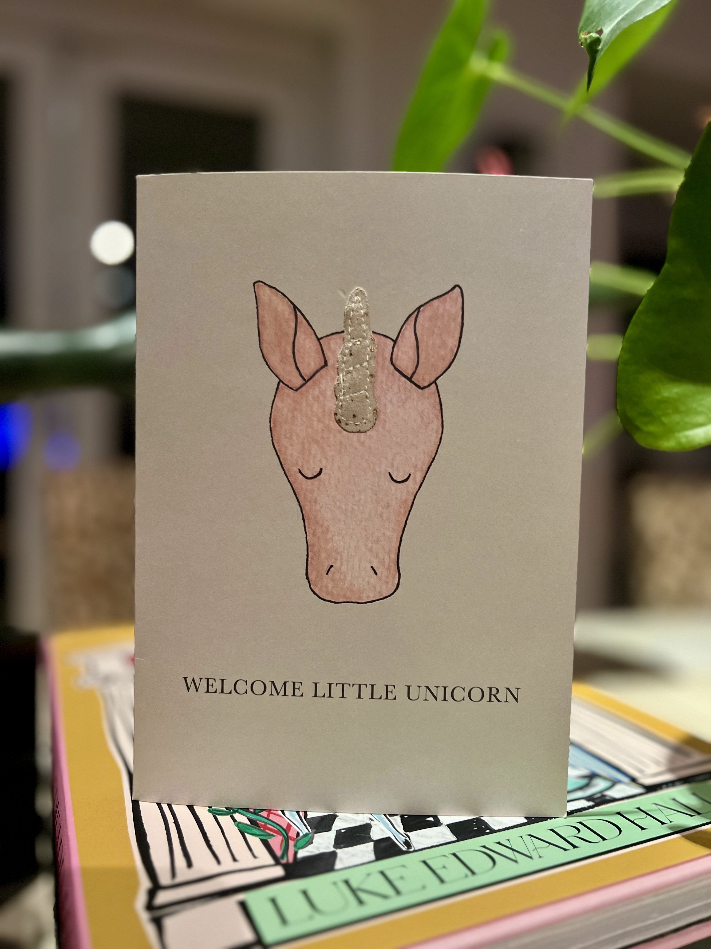 Kio Postcard | Unicorn | Cream Metallic Suede