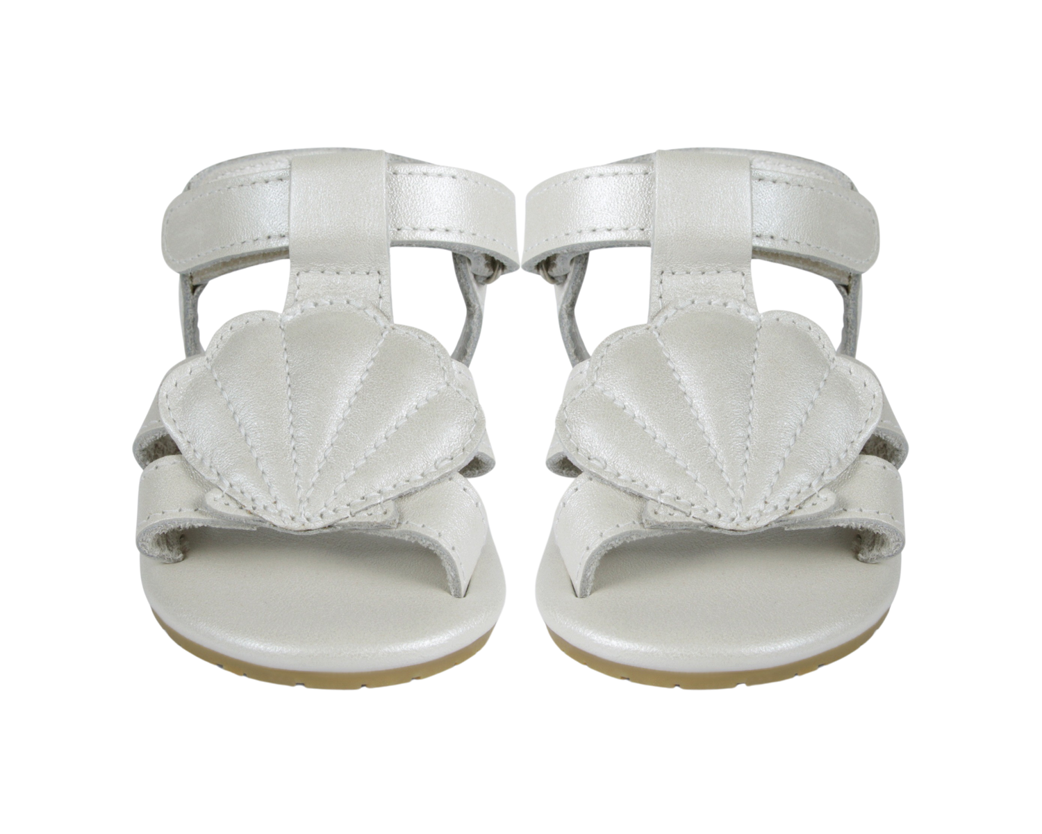 Ushy | Scallop | Off White Metallic Leather