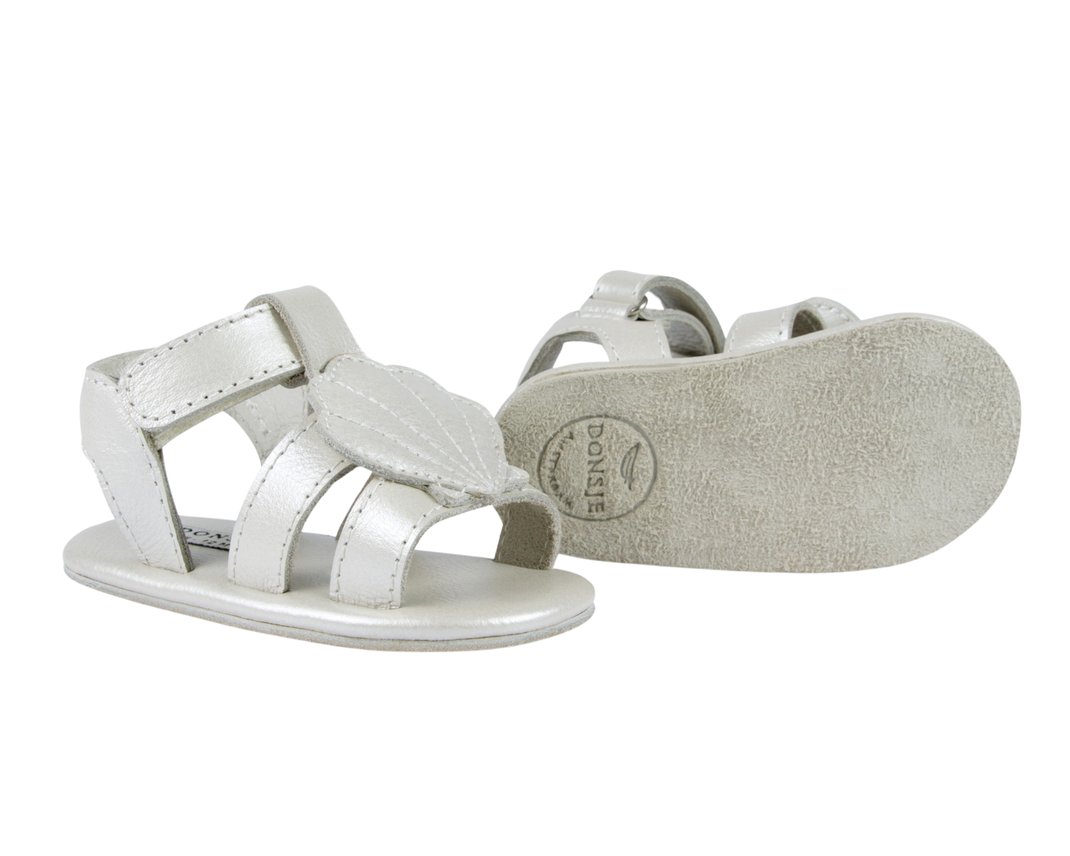 Ushy | Scallop | Off White Metallic Leather