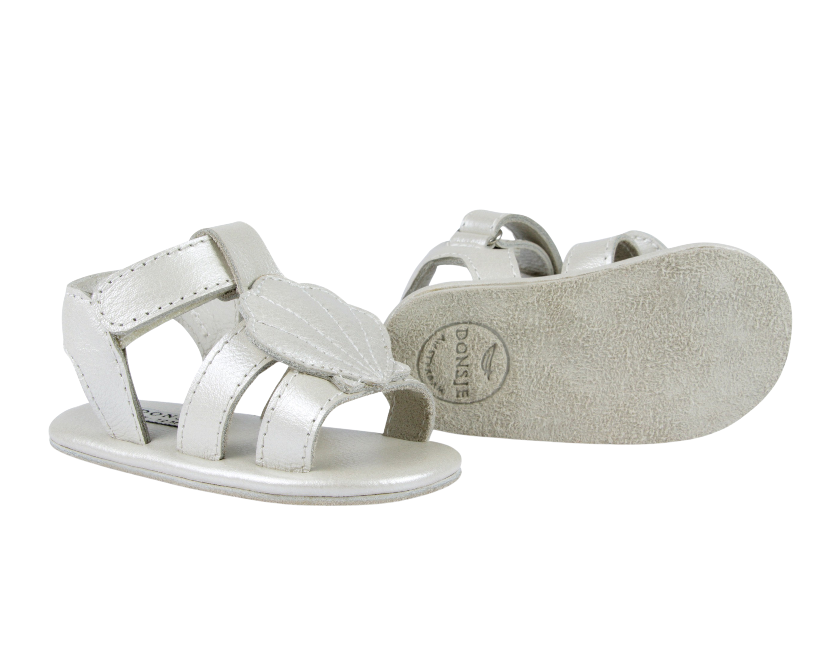 Ushy | Scallop | Off White Metallic Leather