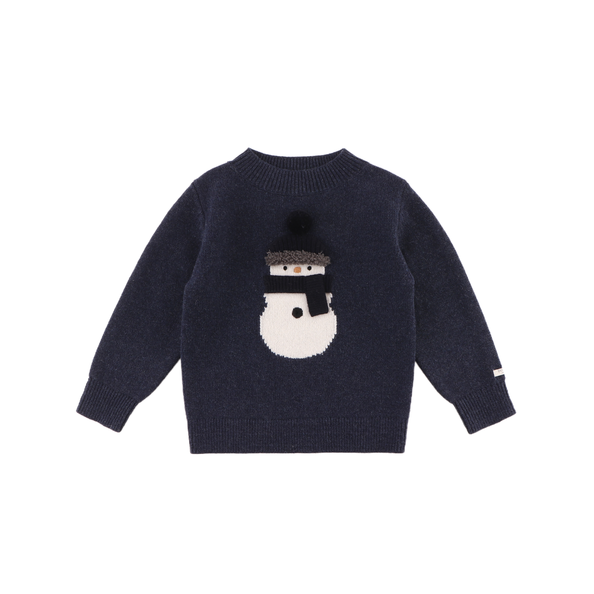 Denn Merino Wool Sweater | Snowman | Blue Marine Melange