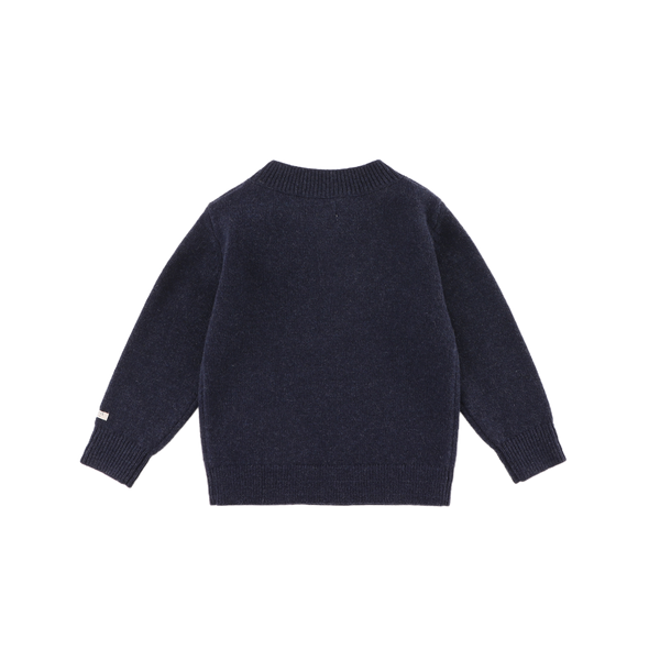 Denn Merino Wool Sweater | Snowman | Blue Marine Melange