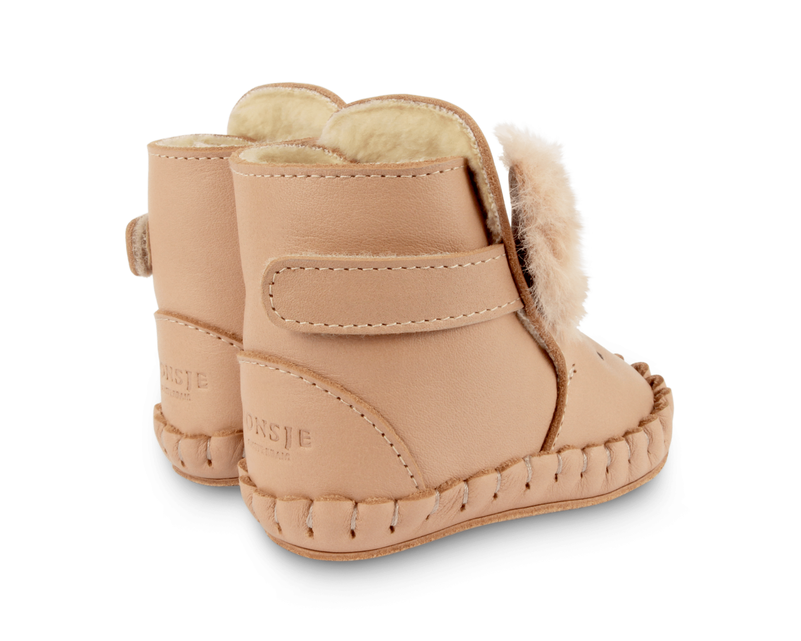 Kapi Exclusive Booties | Fluffy Bunny | Light Rust Leather