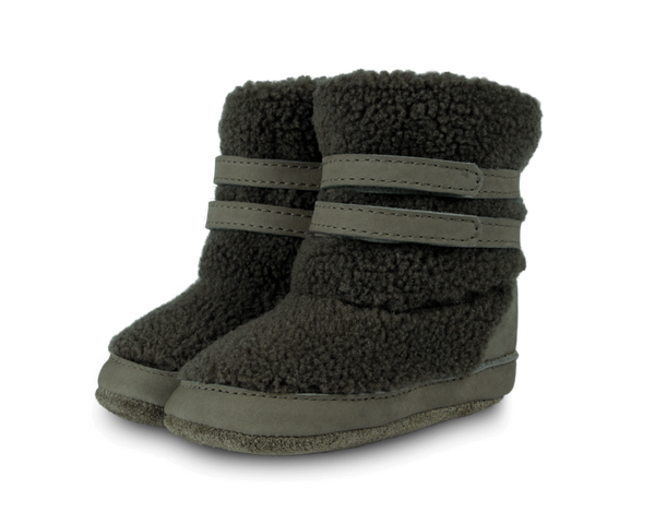 Larisso Booties | Stone Curly Faux Fur